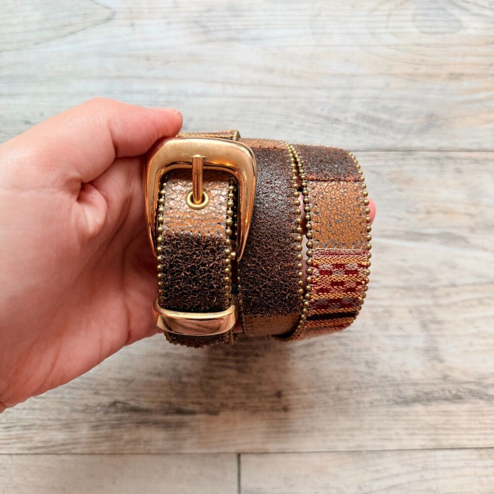 Vintage Elite Accessories Metallic Brown Beaded Belt Size 27 Made in USA Boho Y2